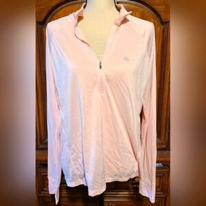 Zelos light pink 3/4 zip pullover. Lightweight.  Has thumb holes.